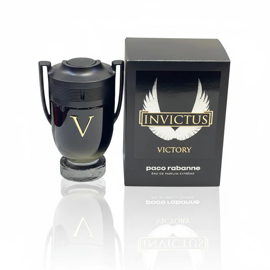 Paco Rabanne Invictus Victory perfume bottle and packaging on a white background