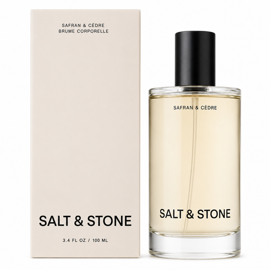 Salt & Stone perfume bottle and packaging on a white background